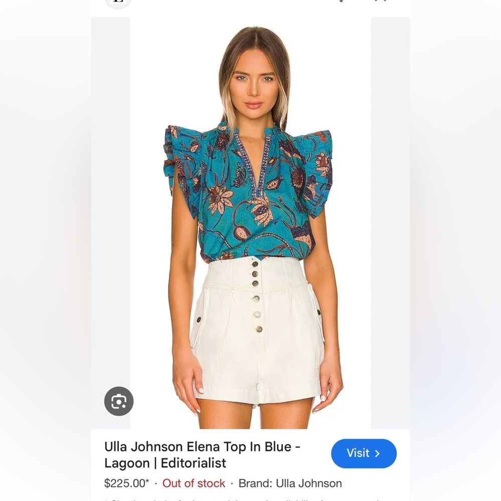 Ulla Johnson Elena Top in Lagoon Size 2